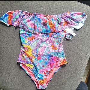 Bleu Rod Beattie Women's Multicolor Off-The-Shoulder One-Piece Swimsuit …